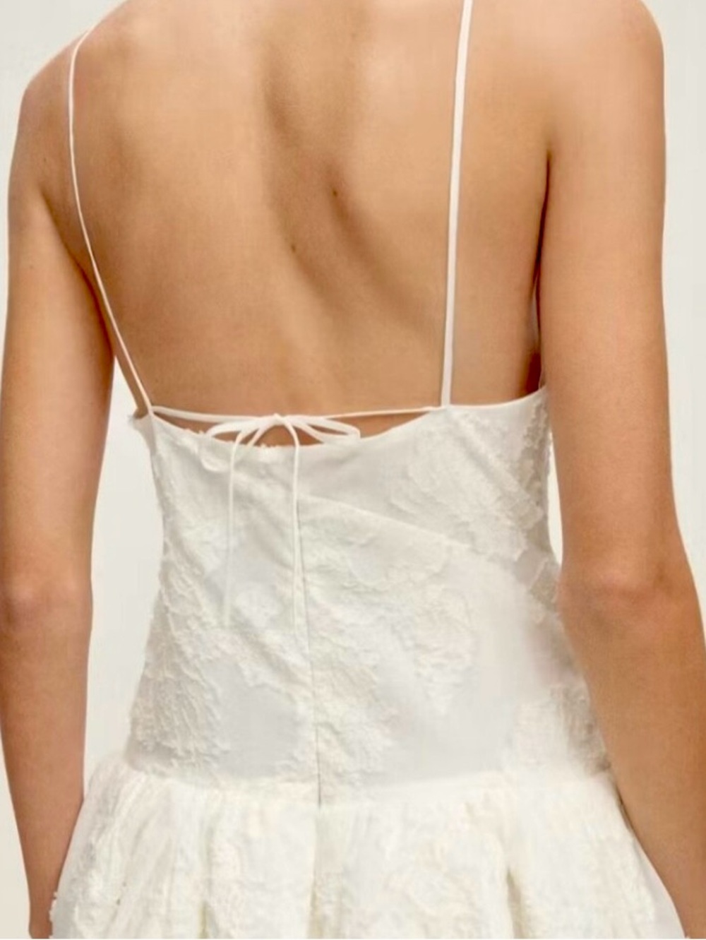 Caroline Constas  jacquard puff skirt spaghetti straps mini dress size white - Picture 5 of 15